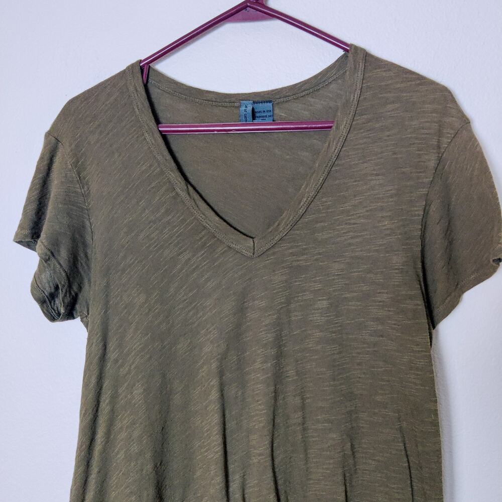 Anthropologie Left of Center Belmont Tie Back Peplum T Shirt XS Ruffle Slub Knit - Picture 4 of 14